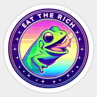 Psychedelic Eat the Rich Frog Sticker